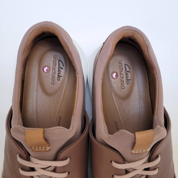 Clarks Unstructured Un Rio Slip On Lace Up Leather Sneaker Shoe Dark Blush 9.5M - Picture 6 of 10
